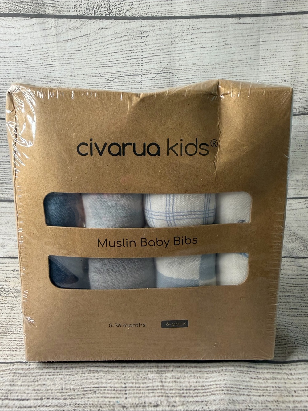 Blue Muslin Baby Bibs - 8-Pack